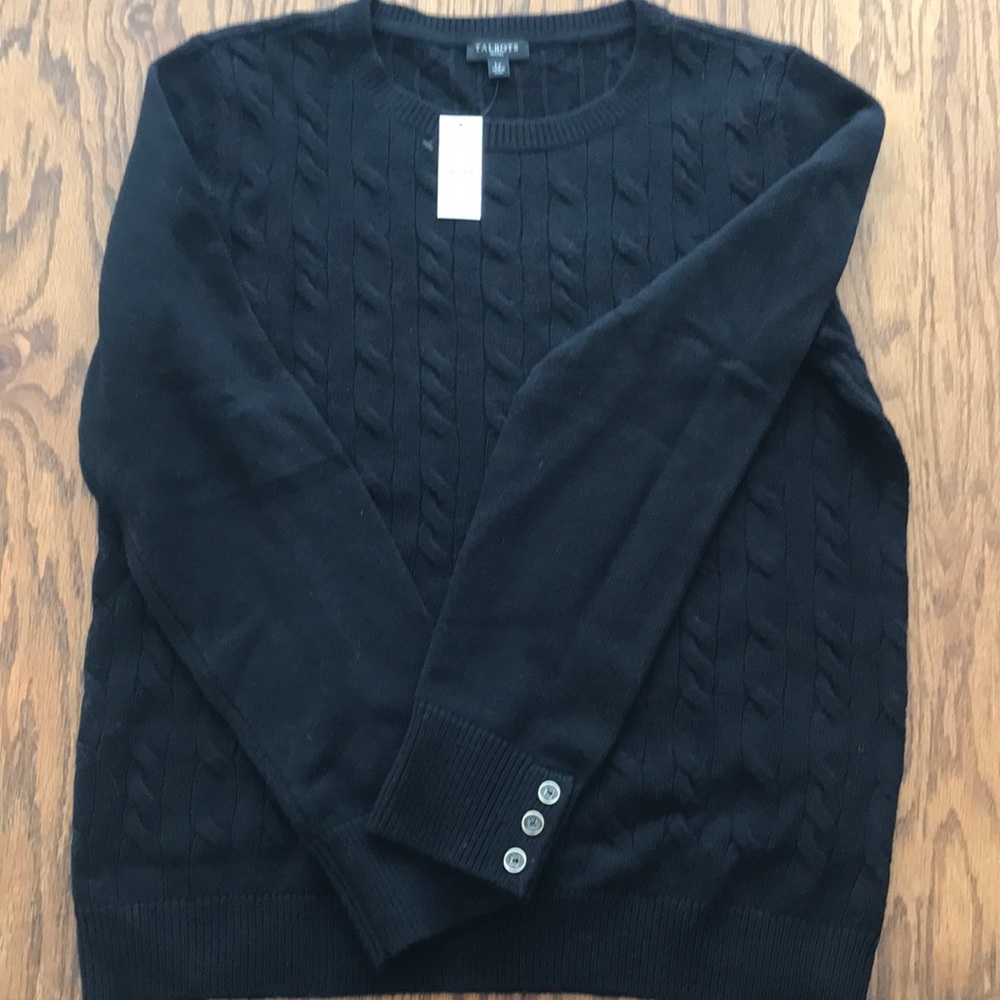 Talbots PL Black Cable Knit Sweater
